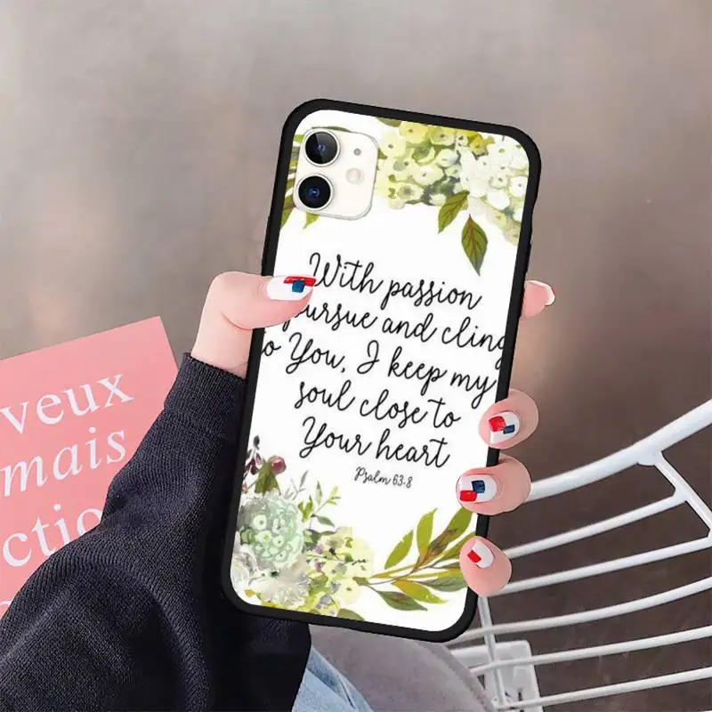 

Alphabet Phrases Bible Flowers Phone Case for iPhone 11 12 pro XS MAX 8 7 6 6S Plus X 5S SE 2020 XR