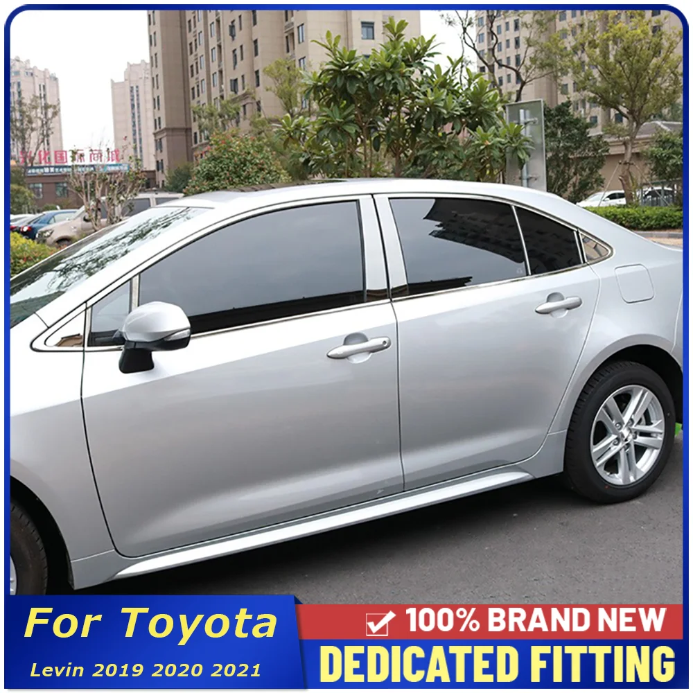 

For Toyota Levin 2019 2020 2021 Stainless Steel Car Window Pillar Cover Trim Strips Auto Accessories 12Pcs/Set