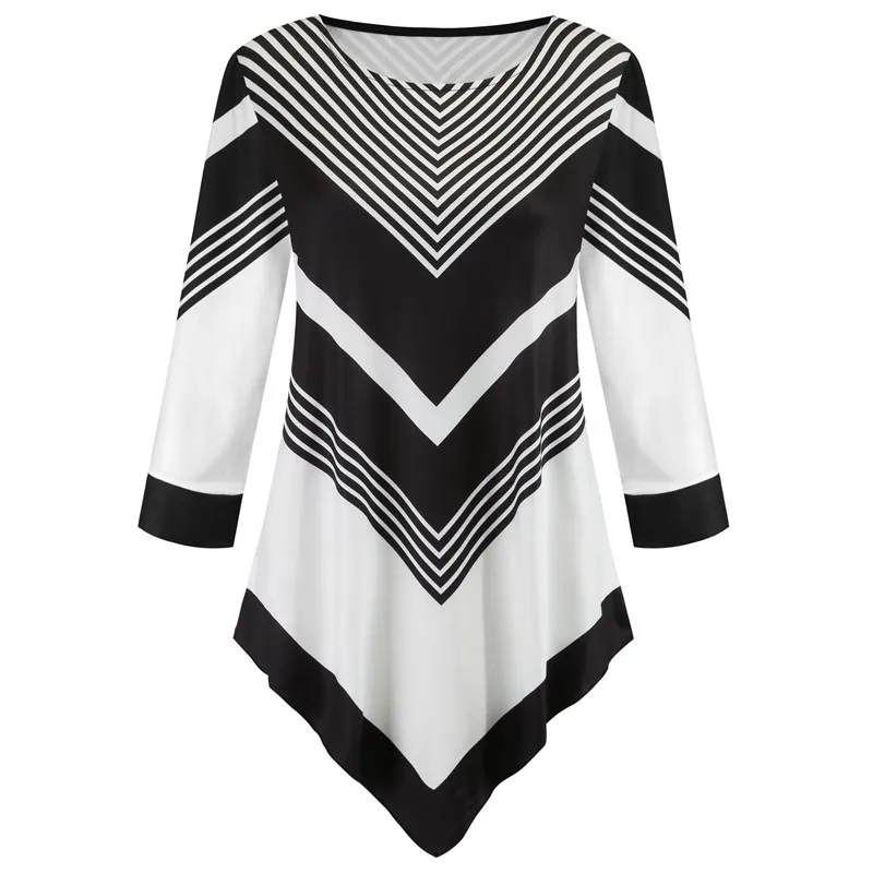 

Spring Summer Blouse Tops 5xl 2020 New Striped Women Irregular Shirt Long Sleeve Casual Print 3d Shirts Big Size Female Clothes