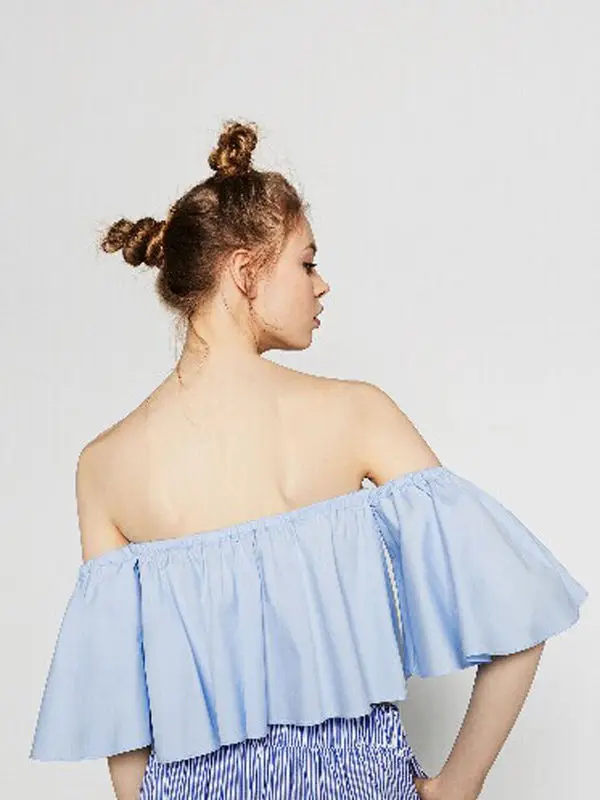 Женская модная Сексуальная футболка с открытыми плечами и расширяющимися книзу