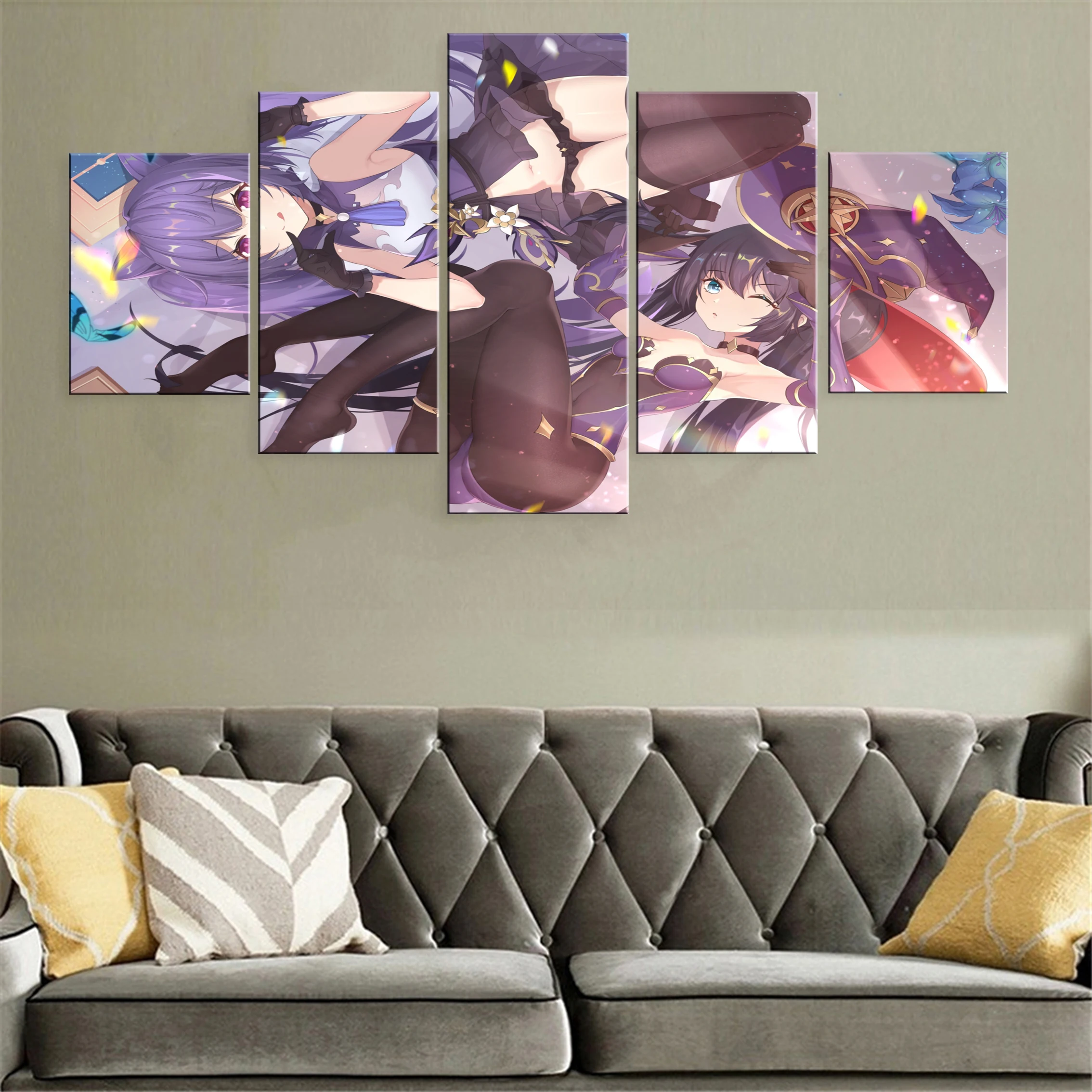 

Anime Cute Girl 5 Piece Canvas Painting Poster Beauty Framework Wall HDModern Decoration Picture For Home Printed