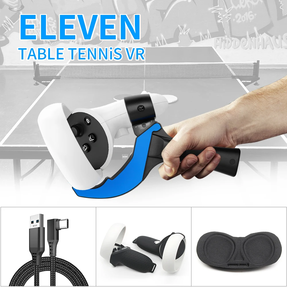 Eleven Table Tennis VR Game Paddle Grip For Oculus Quest 2 Link Cable Handle Case Lens Cover For Oculus Quest 2 Accessories