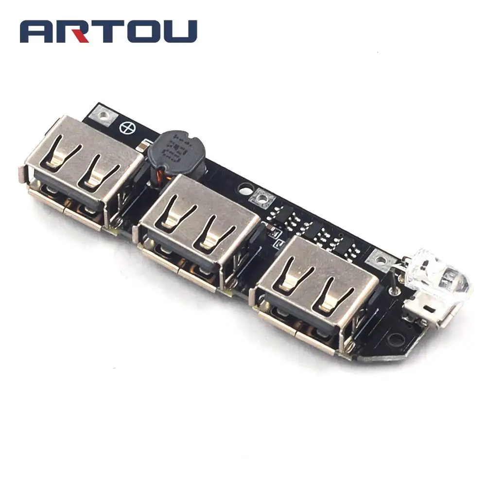 3 USB-выхода в 7 4 2 до 5 В 2A 1A мобильная плата питания Повышающий Модуль для внешнего