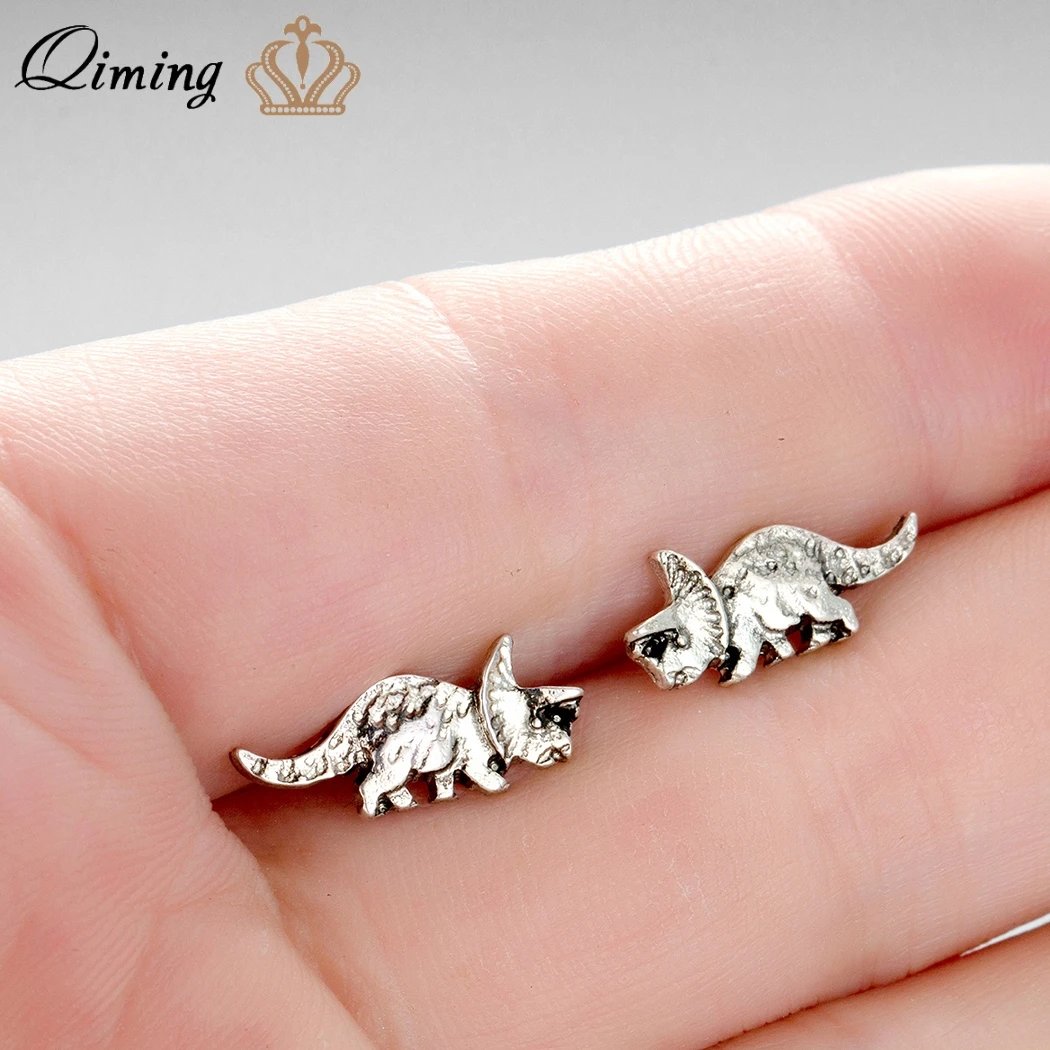 

Женские и мужские серьги-гвоздики QIMING Triceratops в виде динозавра