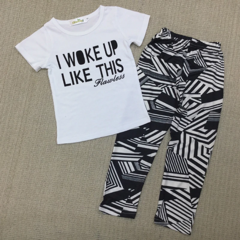 Clothing suit girls summer sports two-piece letter printed short-sleeved T-shirt + pants campus style quality children's clothes | Детская