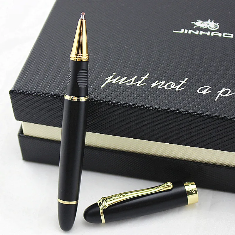 Jinhao 450 гелевая ручка Роскошная Ручка-роллер матовая черная Золотая деловая металлическая шариковая ручка для школы Золотой зажим