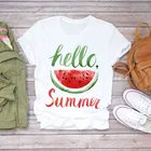 Женская футболка с принтом ананаса, акварелью и фруктами, женская футболка с графическим принтом, футболка, уличная одежда, футболки, Прямая поставка