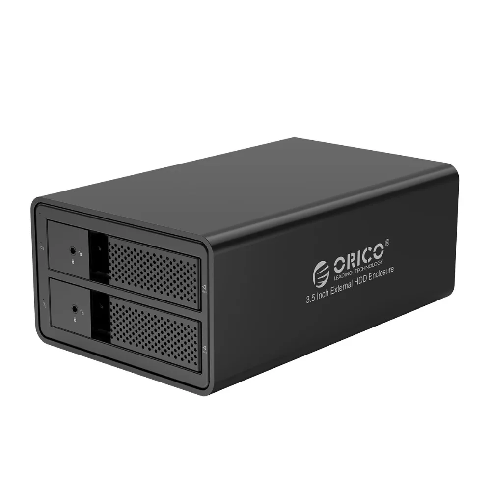 ORICO 3,5 дюймов HDD док-станция 2 отсека 32 ТБ алюминиевый USB3.0 для SATA HDD корпус с 78 Вт внешний адаптер питания HDD Чехол