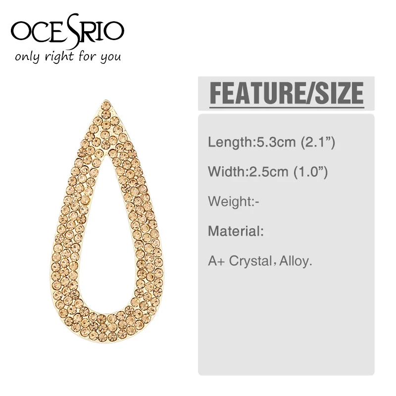 OCESRIO большие черные серьги с камнями висячие для женщин хрустальные каплевидные