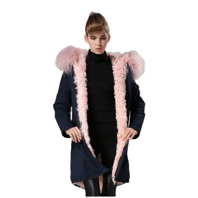 Новинка зима 2017 длинная стильная темно синяя хлопковая оболочка роскошная