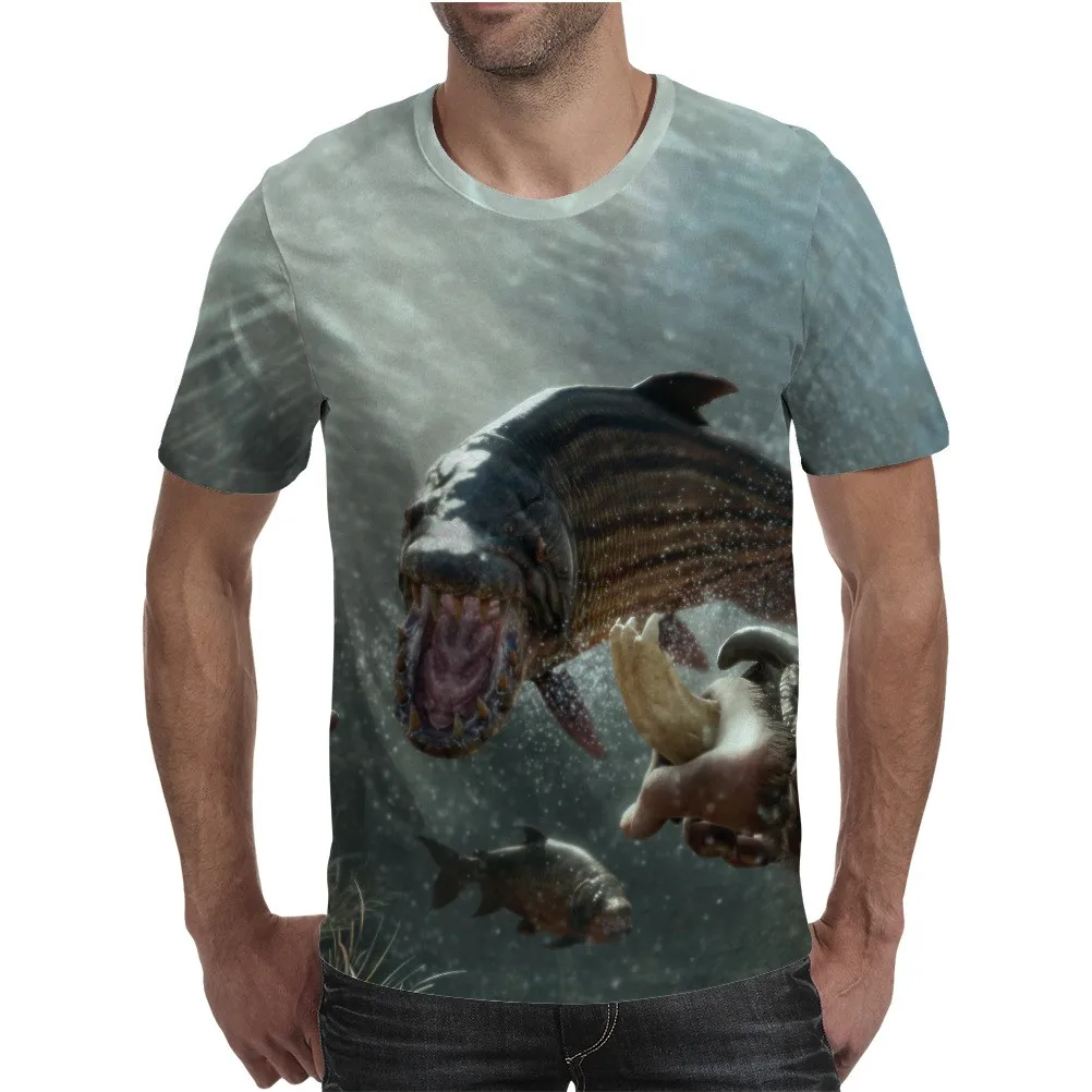 

2021 summer new T-shirt men's streetwear funny hip-hop short-sleeved tops animal casual sports men's 3D printing T-shirt