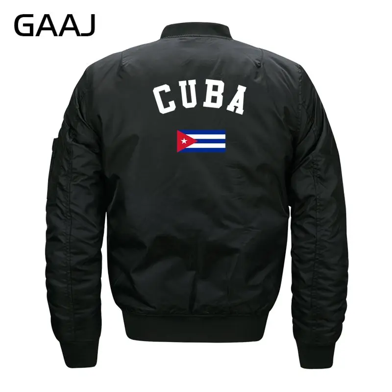 

GAAJ Print Cuba Flag Jackets Men O Neck Fleece Jacket Plus Size Military Style Militar Windbreaker Fashion For Male Bomber Parka