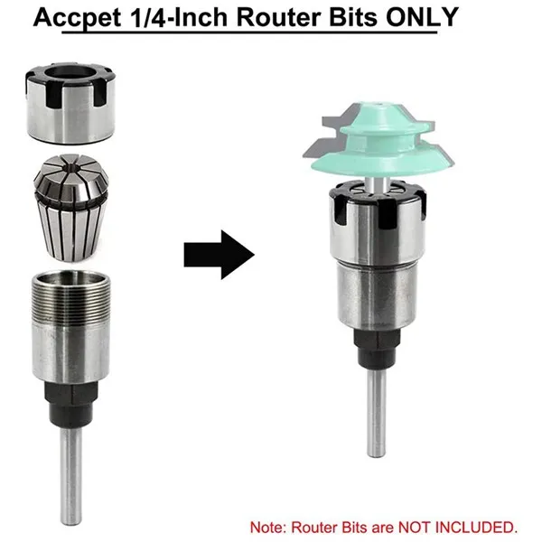 

1/4 Inch Shank ER16 Router Collet Extension Rod Collet Chucks Adapter with 6.5mm Spring Collet for Milling Lathe Tool