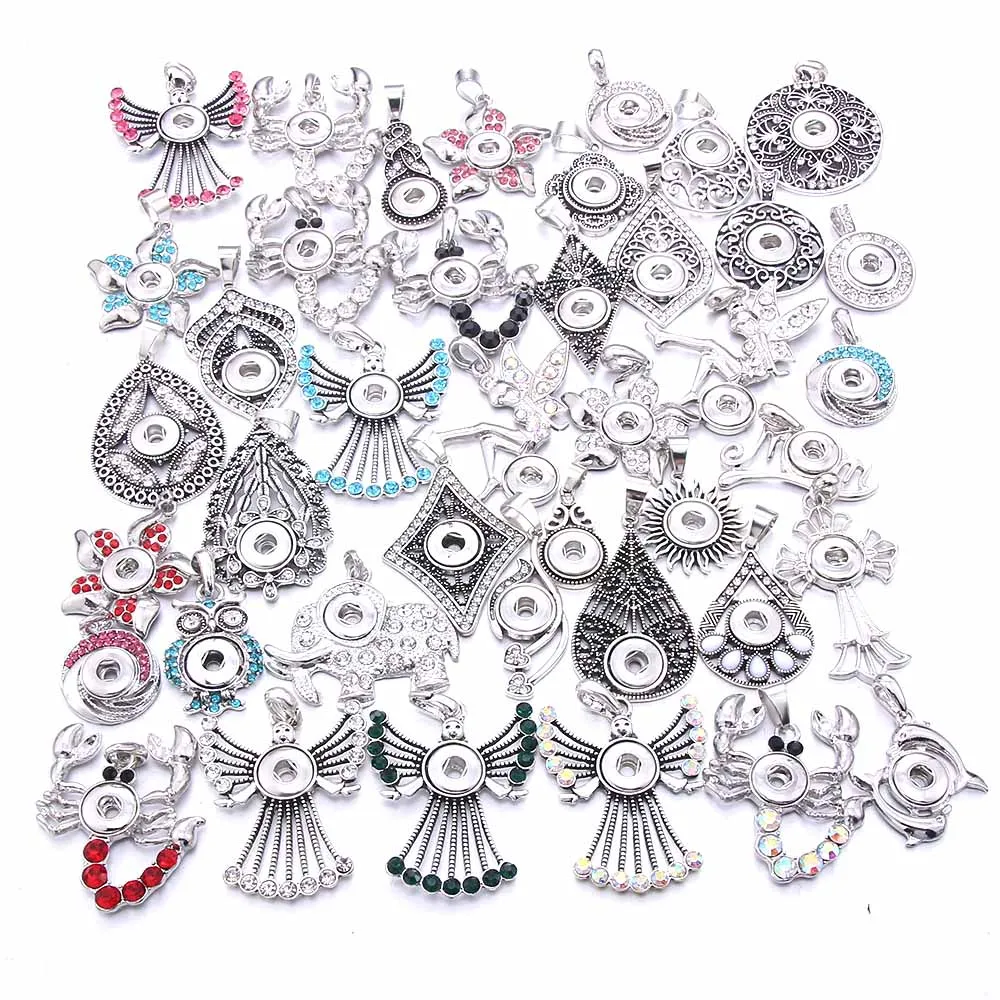 

New Snap Jewelry Mini 12mm Snap Button Necklace Pendant Retro Pattern Snap Necklace Fit DIY 12MM Snaps Buttons Jewlery