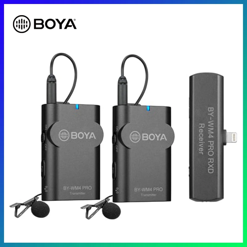 Sistema de Microfone para Iphone Ghz sem Fio Boya Ipad Ios Tiktok Youtube Vlogging By-wm4 Pro-k4 2.4