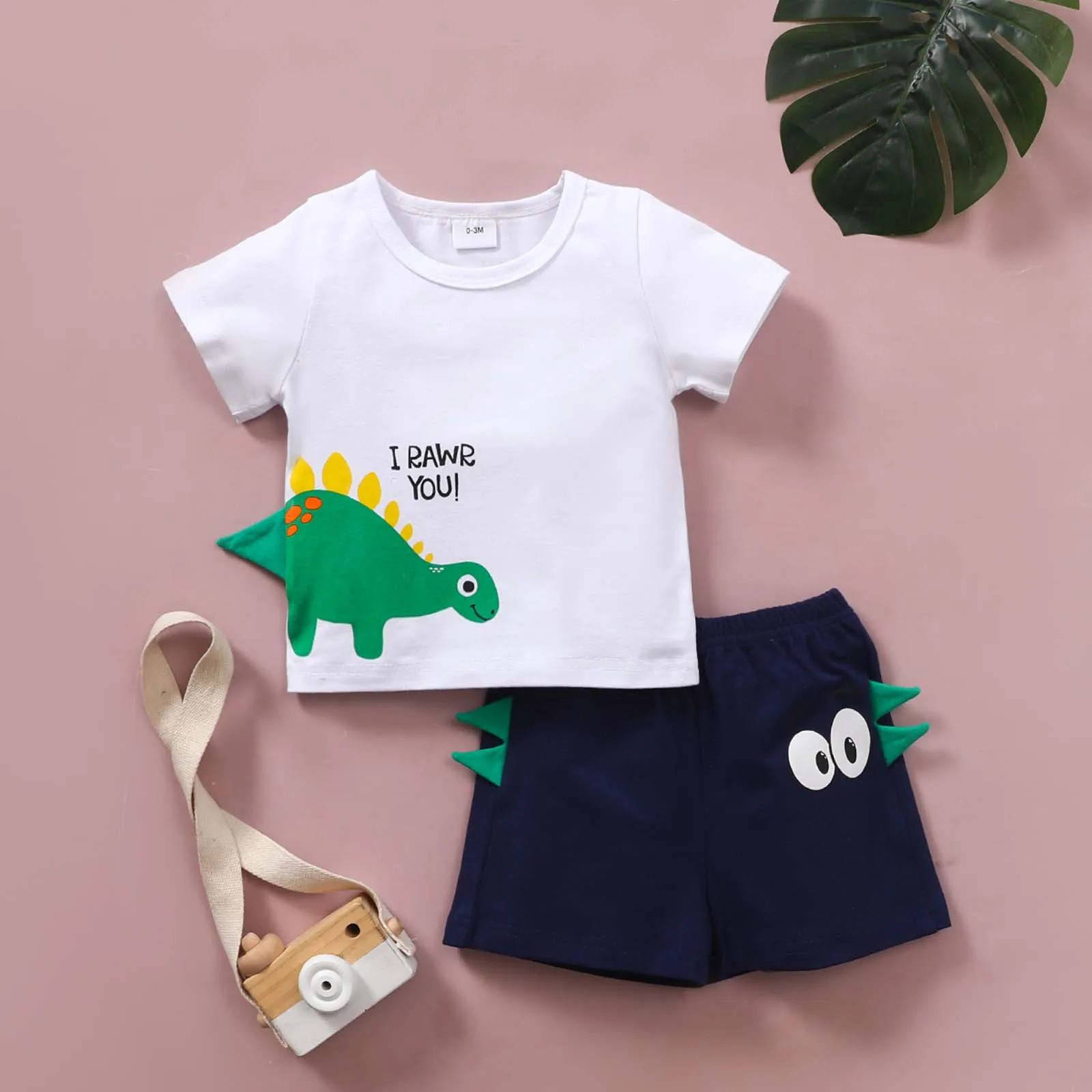 

Newborn Kids Clothing Summer Baby Boy Girl Clothes Set Baby Boys Summer Printed Letters Short-sleeved Shorts Clothes Suit