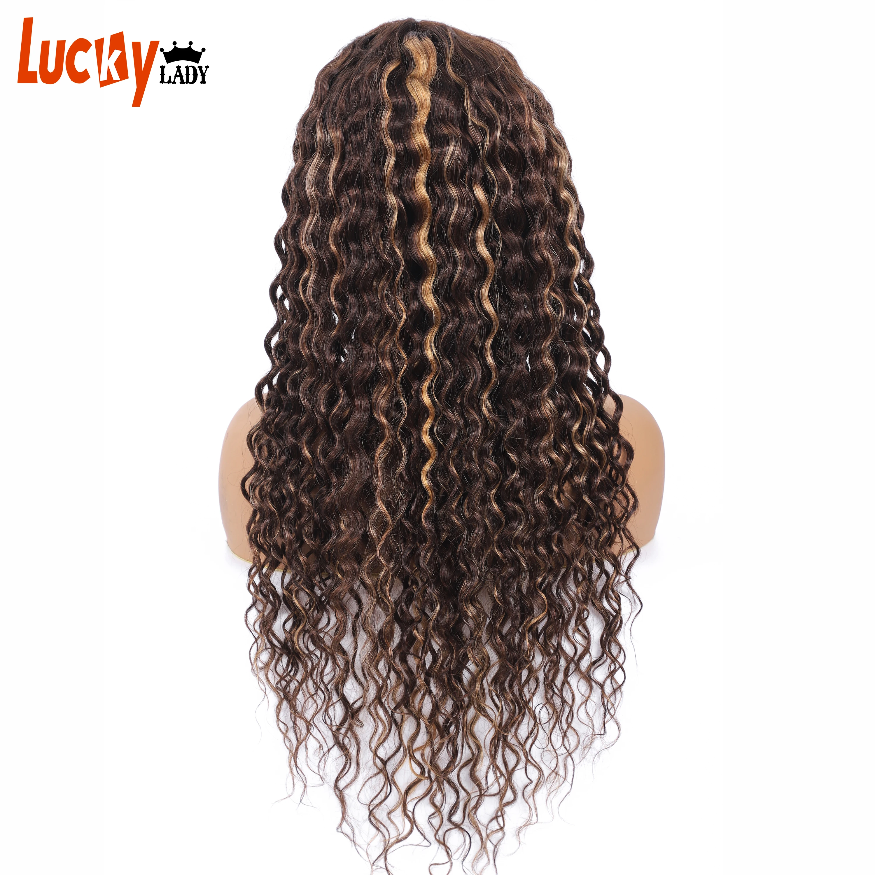 

Human Hair Wigs P4/27 Honey Blond Color Hd 13x4x1 Water Wave Lace Frontal Wig 180 Density Pre-Plucked Hair Wigs For Black Women