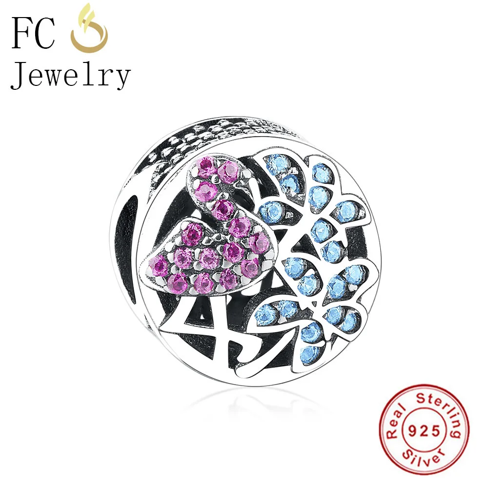 FC0521-B FC ювелирное изделие, браслет Pandora, 925 серебро, морской коралл, золото, раковина для рыбы, голубой тигровый глаз, ангел, камень, бисер, Berloque, сделай сам - Цвет: FC0521-B
