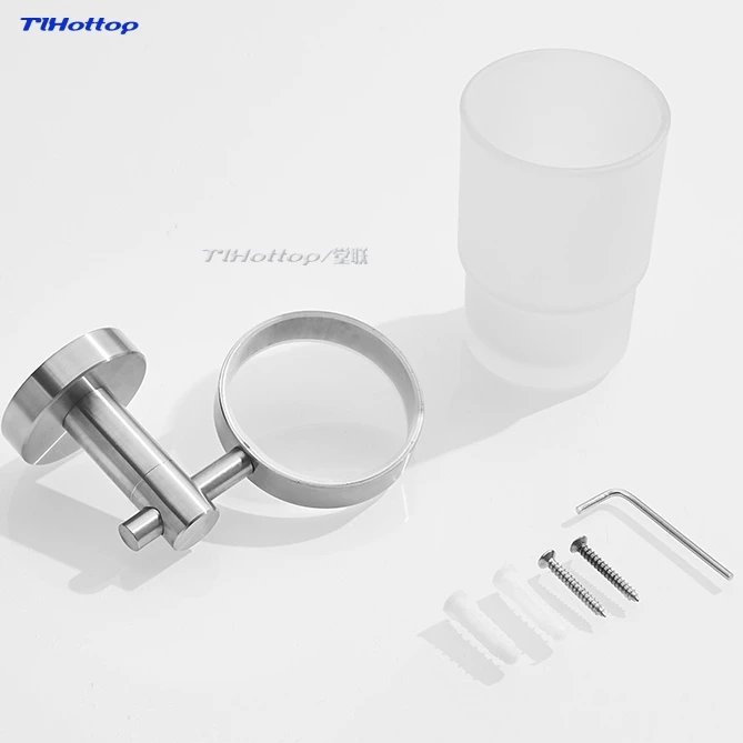 Silver 1pc Tlhottop Мода 304 нержавеющая сталь одна чашка стакан держатель настенный держатель чашки для зубной щетки аксессуары для ванной комнаты YJ-7564 - Цвет: Silver 1pc