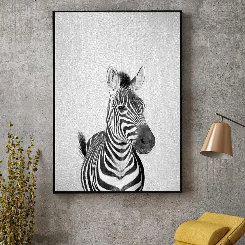 

Black & White Zebra Canvas Painting Art Print Poster Picture Wall Modern Minimalist Bedroom Living Room Decoration