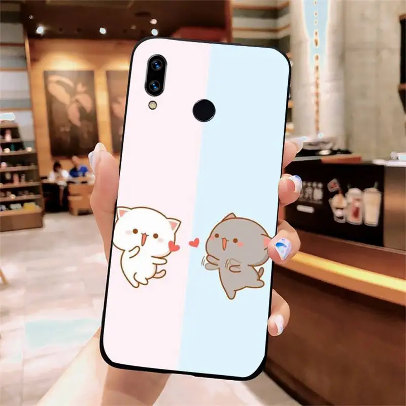 

Cartoon cute peach cat luxury mobile Phone Case shell For Xiaomi Redmi note 7 8 9 t k30 max3 9 s 10 pro lite