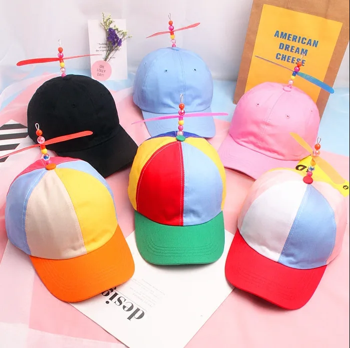 

2020Adult Helicopter Propeller Baseball Caps Colorful Patchwork Cap Hat Bamboo Dragonfly Children Boys Girls Snapback Dad Hat