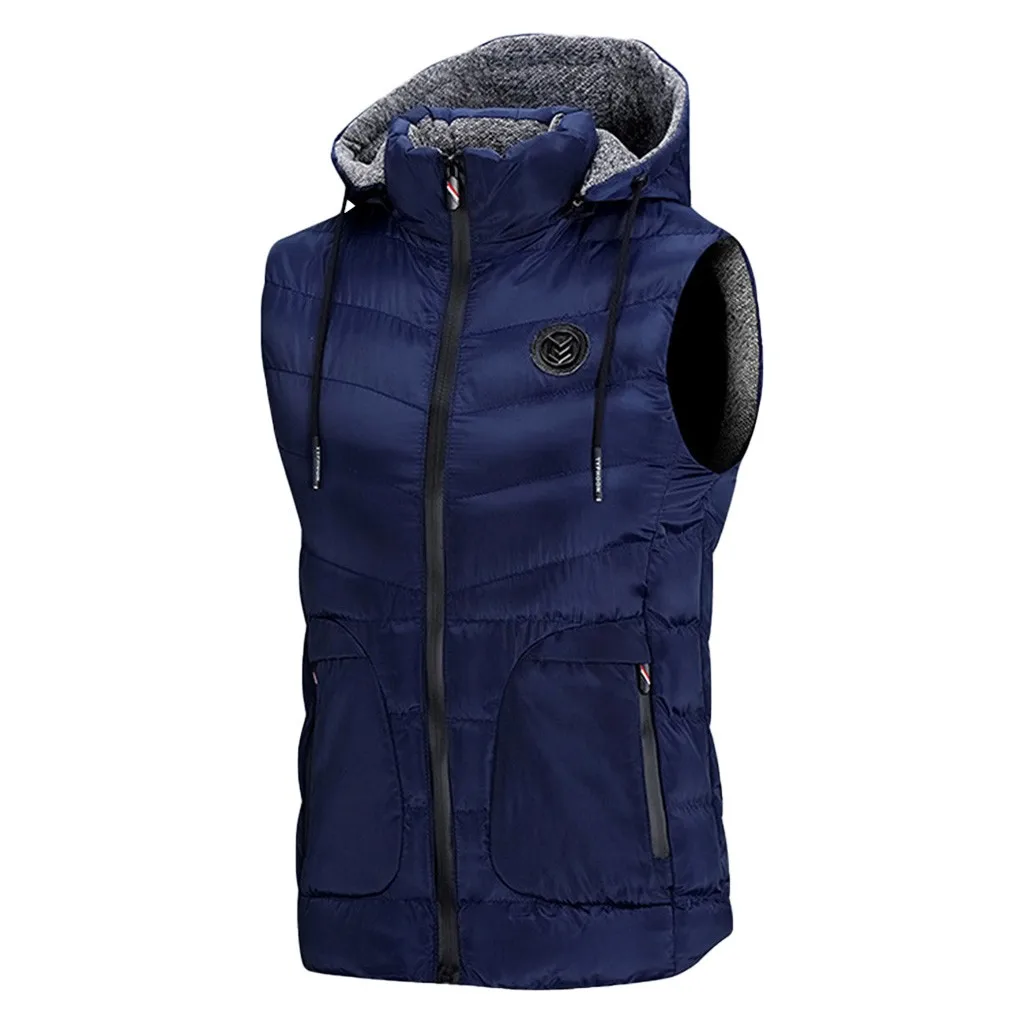 Dark Blue Casaco jaqueta masculino chaqueta hombre, Мужское пальто, Осень-зима, на молнии, уличная куртка с капюшоном, жилет, куртка, верхнее пальто - Color: Dark Blue