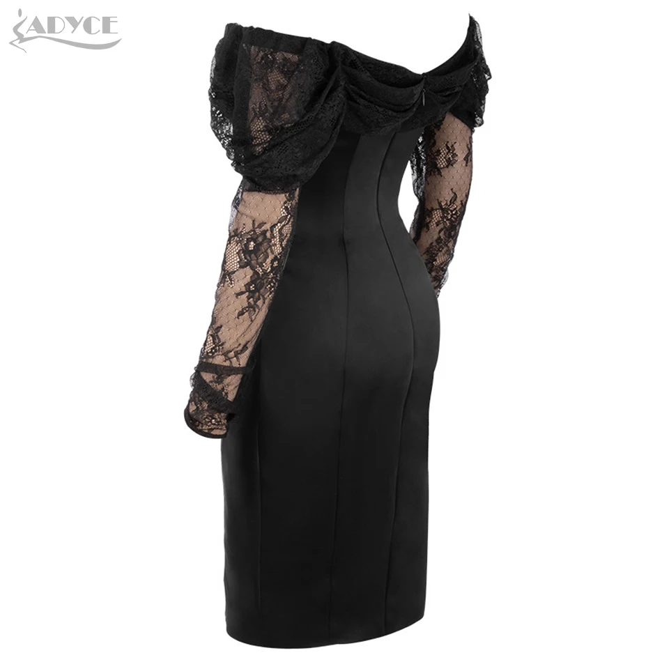 

ADYCE New Summer Off-Shoulder Dress Women Sexy Black Long Sleeve Lace Elegant Bodycon Club Celebrity Runway Party Dress Vestidos