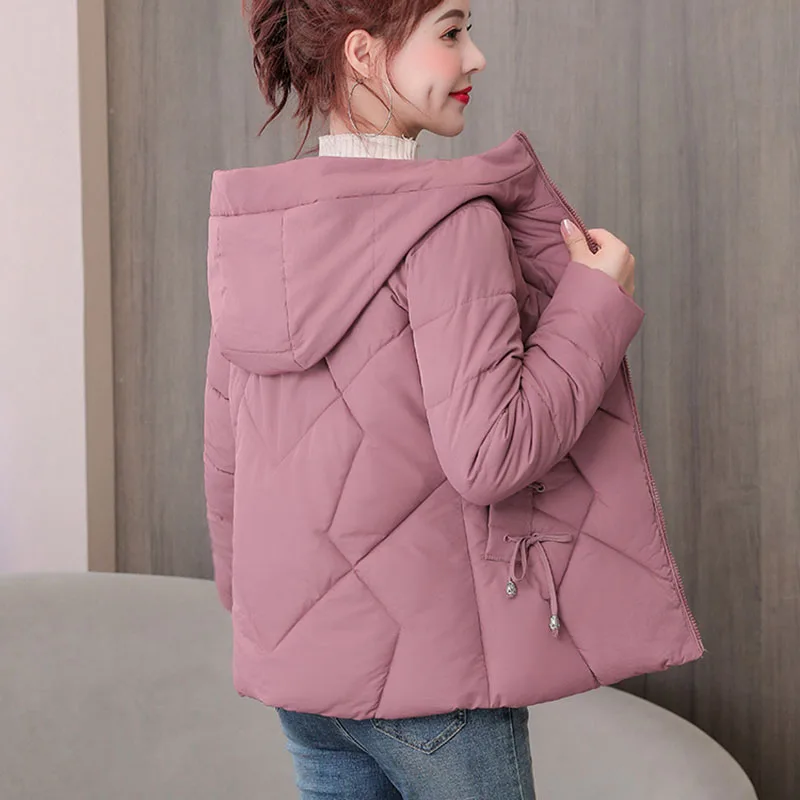 LDKVGSU Women's Winter Jacket Parkas Short 2021 New Fashion Women's Winter Coat Down Jacket Outwear Hooded Basic Jacket Women226