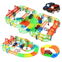railway racing track diy flexible bend rail glowing in the dark electronic flash light car puzzle toys gift for children