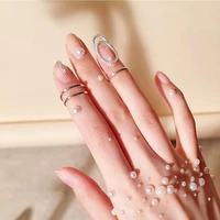 hahatoto gothic metal line thin nail rings for women daily fingertip protective cover trendy ring manicure jewelry wedding party