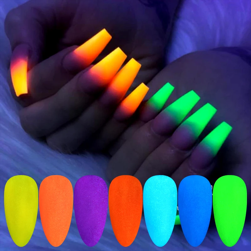 Fluorescent Sugar Nail Powder Neon Phosphor Colorful Art Glitter Pigment Longest Lasting 3D Glow Luminous Dust Decorations | Красота и