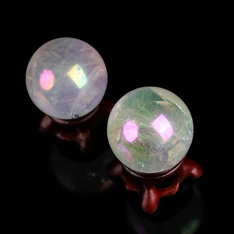 

1PC Natural Crystal Balls Electroplating Colorful Sphere Crystal Ball Home Decor Craft FengShui Collection DIY Gift Free Bracket