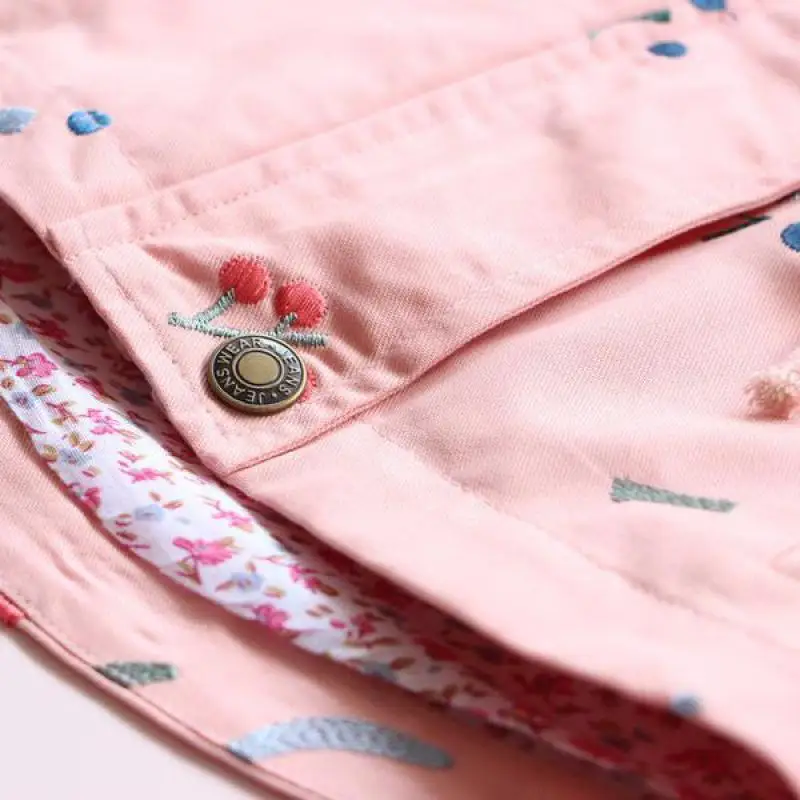 

Kids Trench Coat Spring Autumn 4-11y Cotton Girls Hooded Jacket Print Casual Zipper Children's Windbreaker Top Clothes Ly55