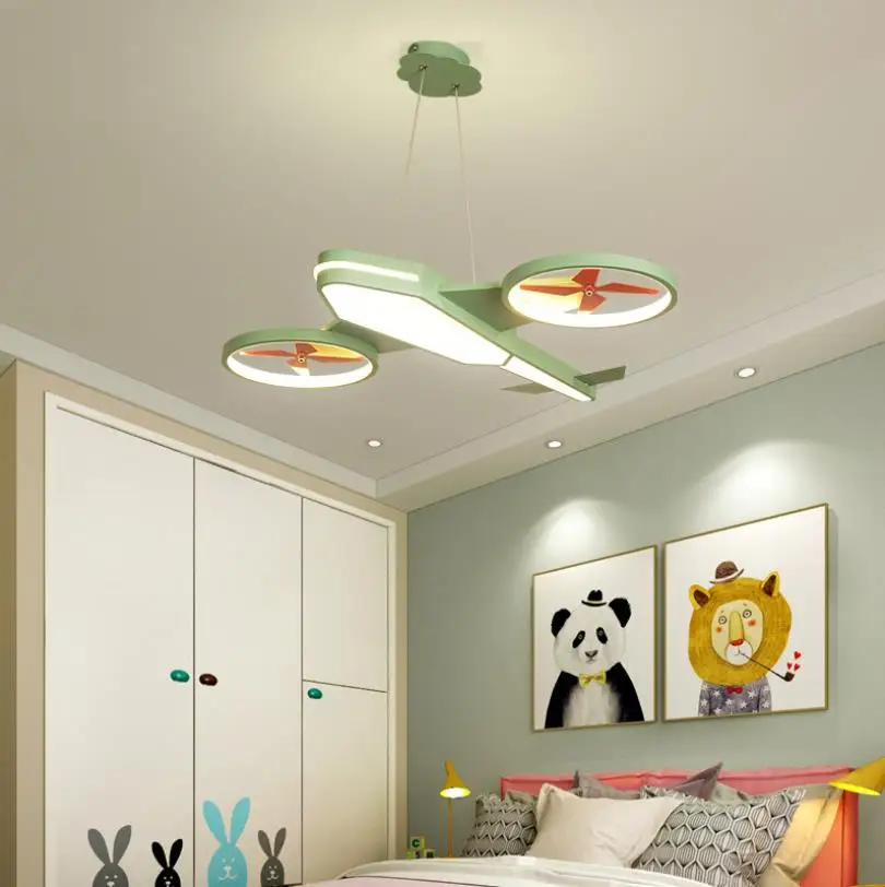 Green Hanging Креативный мультяшный Воздушный самолет детский потолочный светильник для маленьких мальчиков и девочек детская комната Светильник для спальни декоративный для детской комнаты светильник ing - Цвет корпуса: Green Hanging