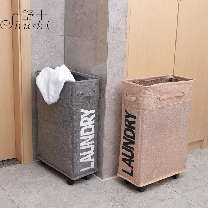

Simple Fashion Storage Basket Moisture-Proof Toy Storage Basket Imitation Linen Oxford Cloth Pulley Foldable Laundry Basket