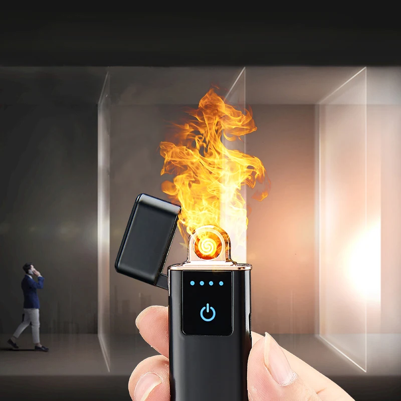 Двусторонняя зажигание USB электрическая зажигалка для сигарет ветрозащитные Плазменные дуговые зажигалки Вольфрамовая нагревательная катушка Зажигалка гаджеты для мужчин