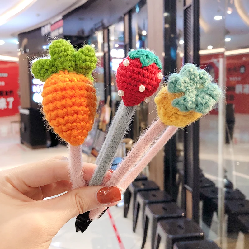 Детские милые яркие вязаные нейлоновые Мультяшные свежие фрукты овощи ремешки