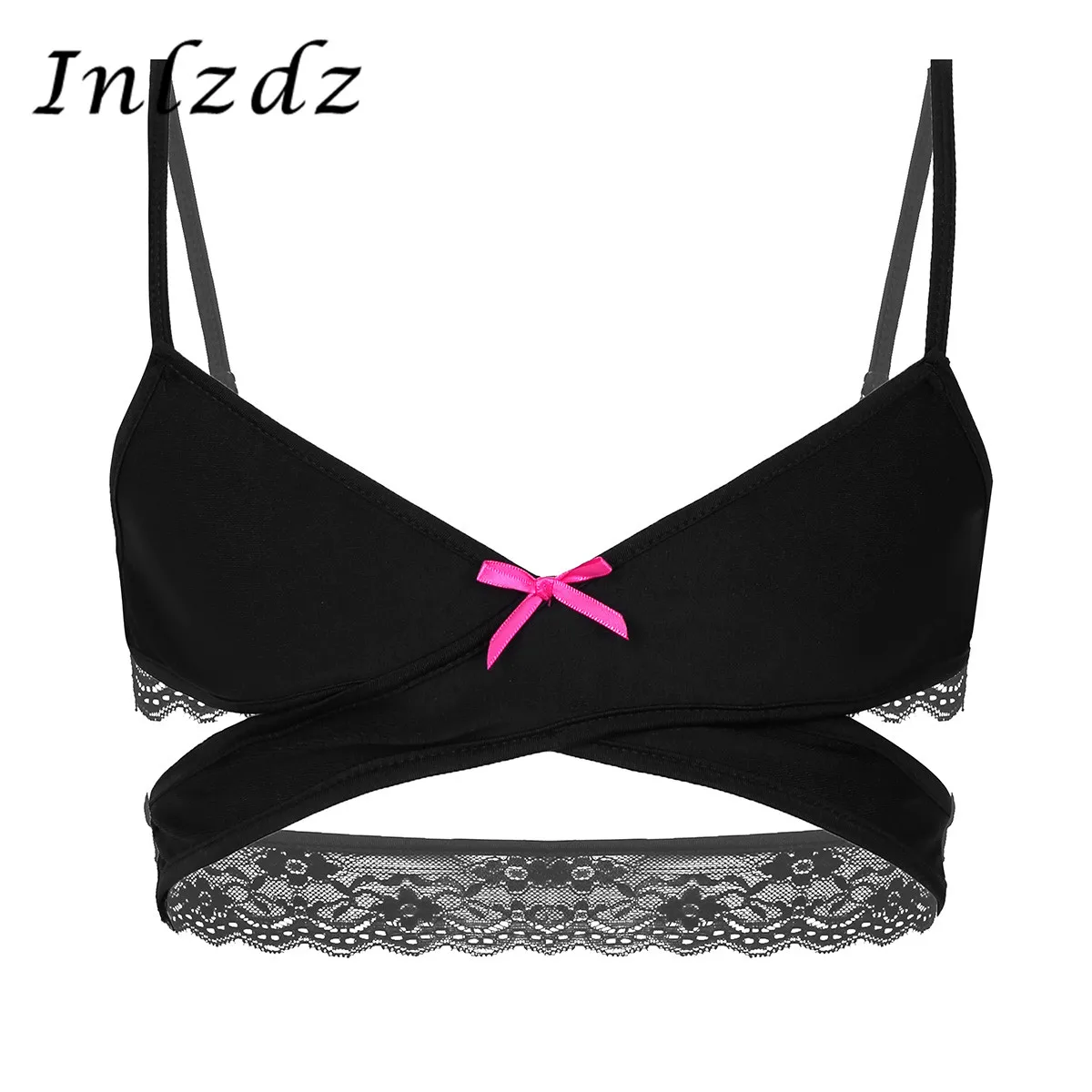 

Mens Sissy Lingerie Hot Bra Top Adjustable Spaghetti Straps Cross Over Back Wire-free No Padded Bra Tops Breathable Bralette