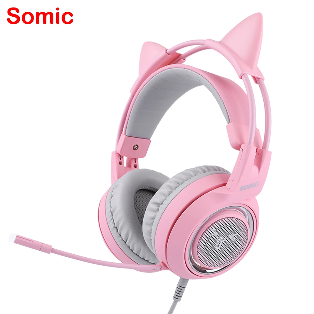 Игровые наушники SOMIC G951/G951S USB 7 1 канальный милые кошачьи гарнитура с высоким