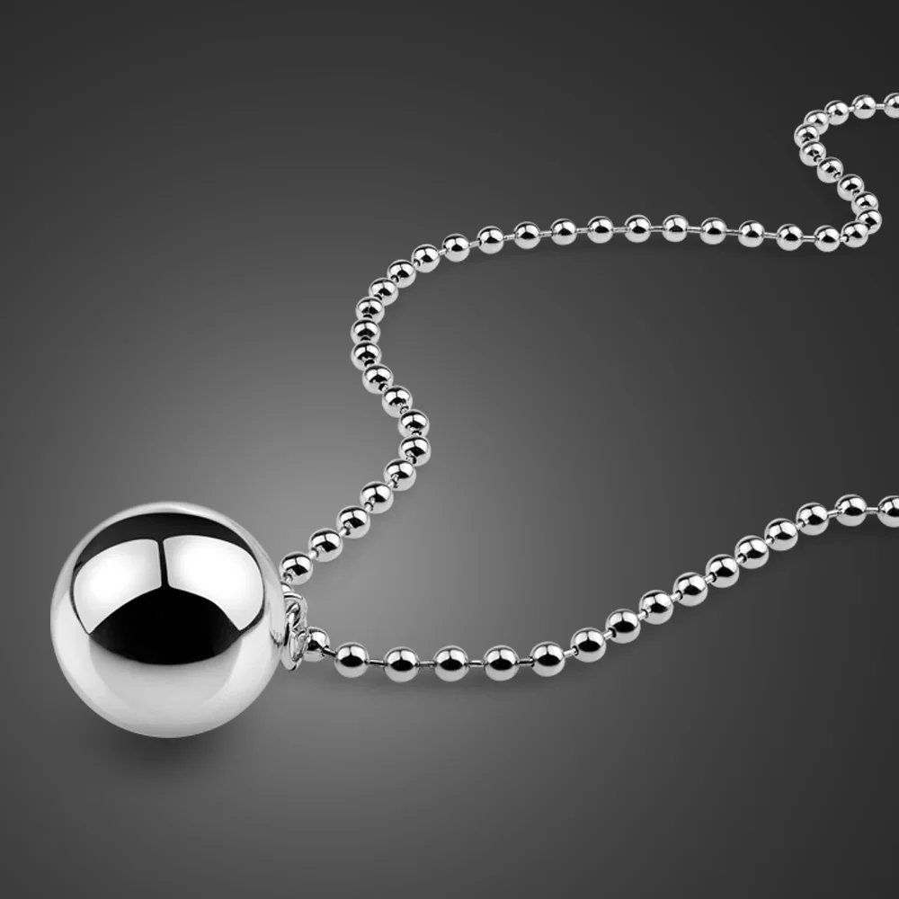 

Fashion Cute 100% 925 Sterling Silver Bells Ball Pendant Necklace For Women & Girls Beaded Chain Jewelry Gift Wholesale