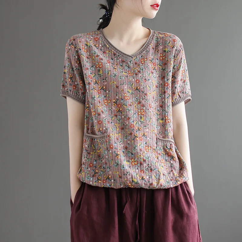 Женская футболка Max LuLu повседневная летняя в Корейском стиле с цветочным принтом