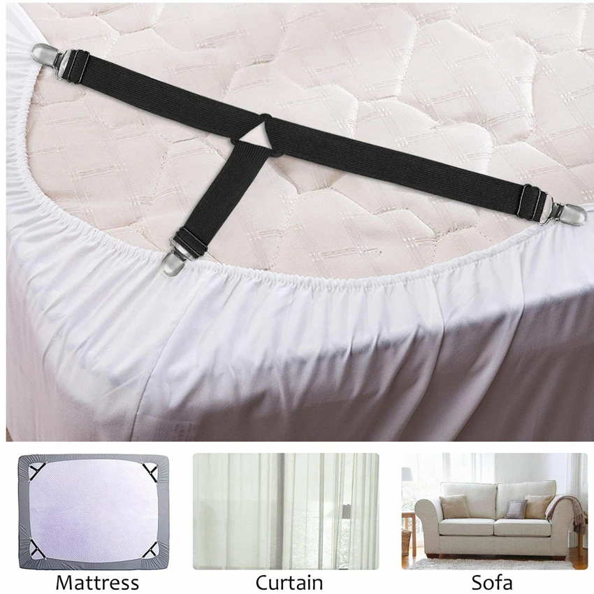 

4pcs Triangle Bed Sheet Mattress Holder Fastener Grippers Clips Suspender Straps Easy adjustment Slip-Resistant Belt Gadget