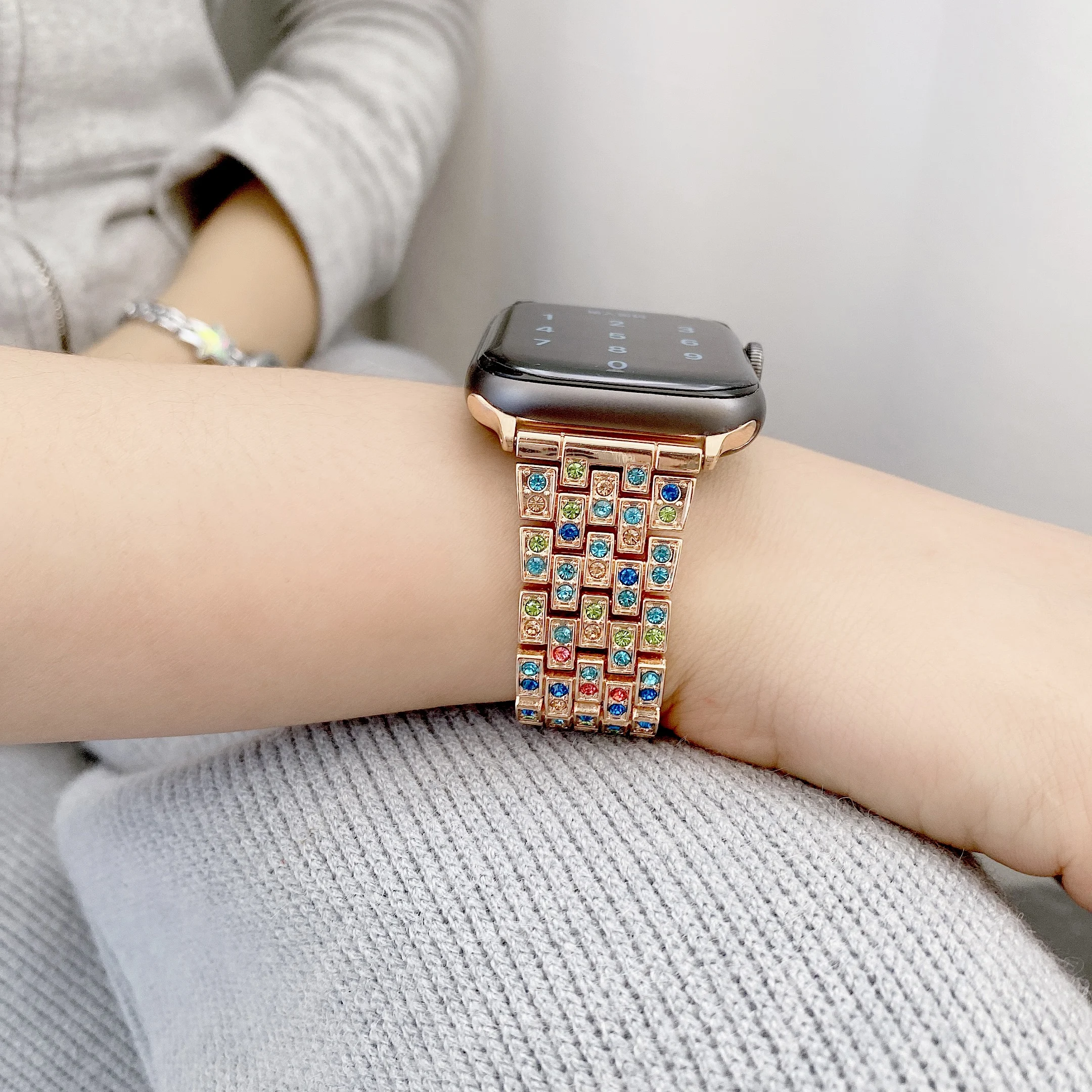 Diamond Strap + Case for Apple Watch Band Series 6 5 4 3 2 1 SE Women Watch Band for iWatch 38mm 40mm 42mm 44mm Women Bracelet