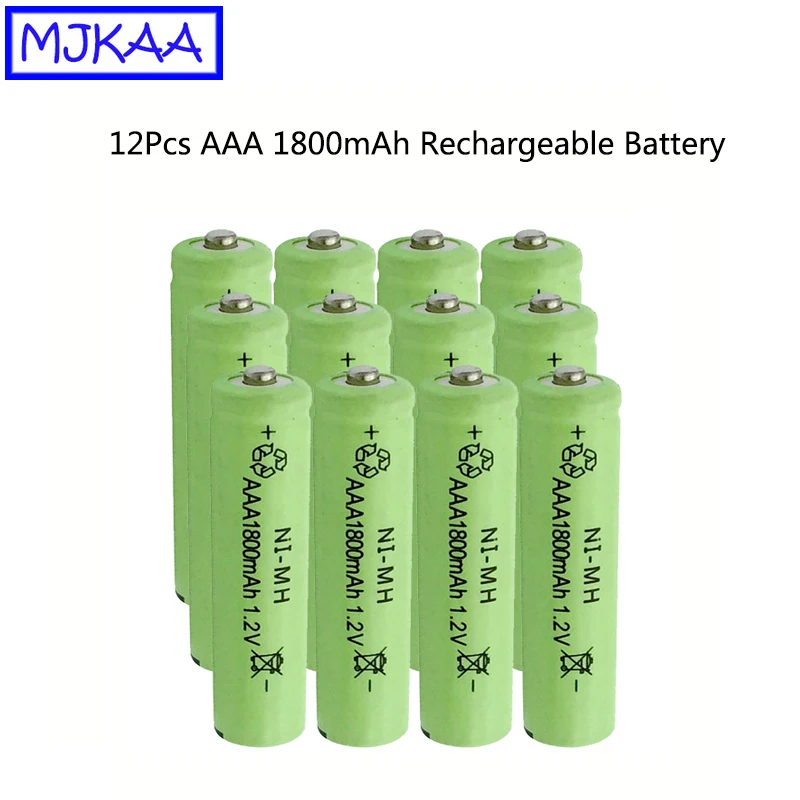 MJKAA 12/20 шт. AAA 1800 мАч 1,2 никель-металл-гидридный аккумулятор с напряжением Перезаряжаемые Батарея 3A Hign качество батареи для пульта дистанционного Управление акумуляторная батарея