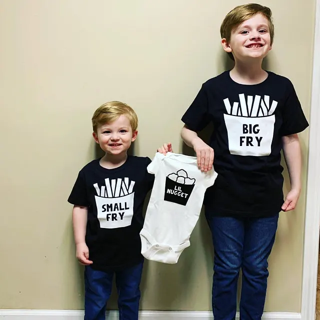 

Pregnancy Announcment Sibling Shirt Set Small Fry Big Fry Little Nugget Lil Nugget Big Sister /Brother Shirt New Baby Ropa