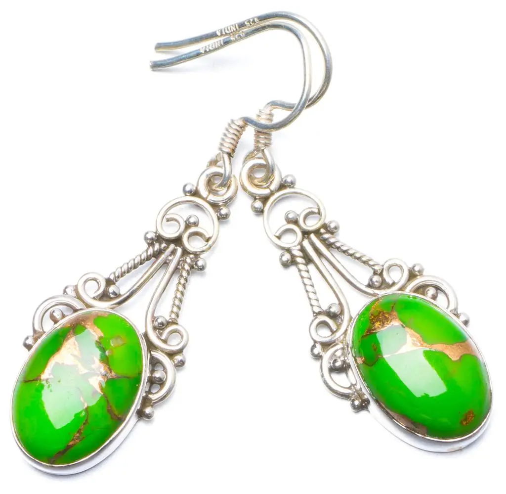 Серьги из серебра 925 пробы с натуральной бирюзой ручной работы 1 5 дюйма Y0464 |