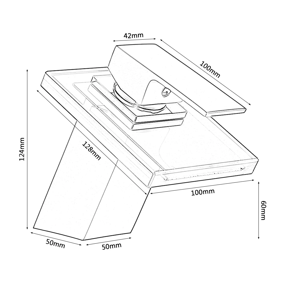 Стеклянный кран для ванной комнаты с водопадом черное стекло на бортике Твердый