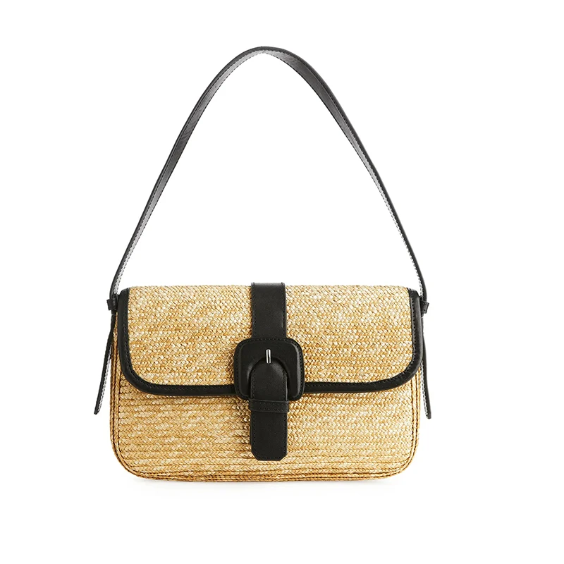 

fashion straw women shoulder bags designer rattan handbags luxury wicker woven handmade messenger bag summer beach small purses