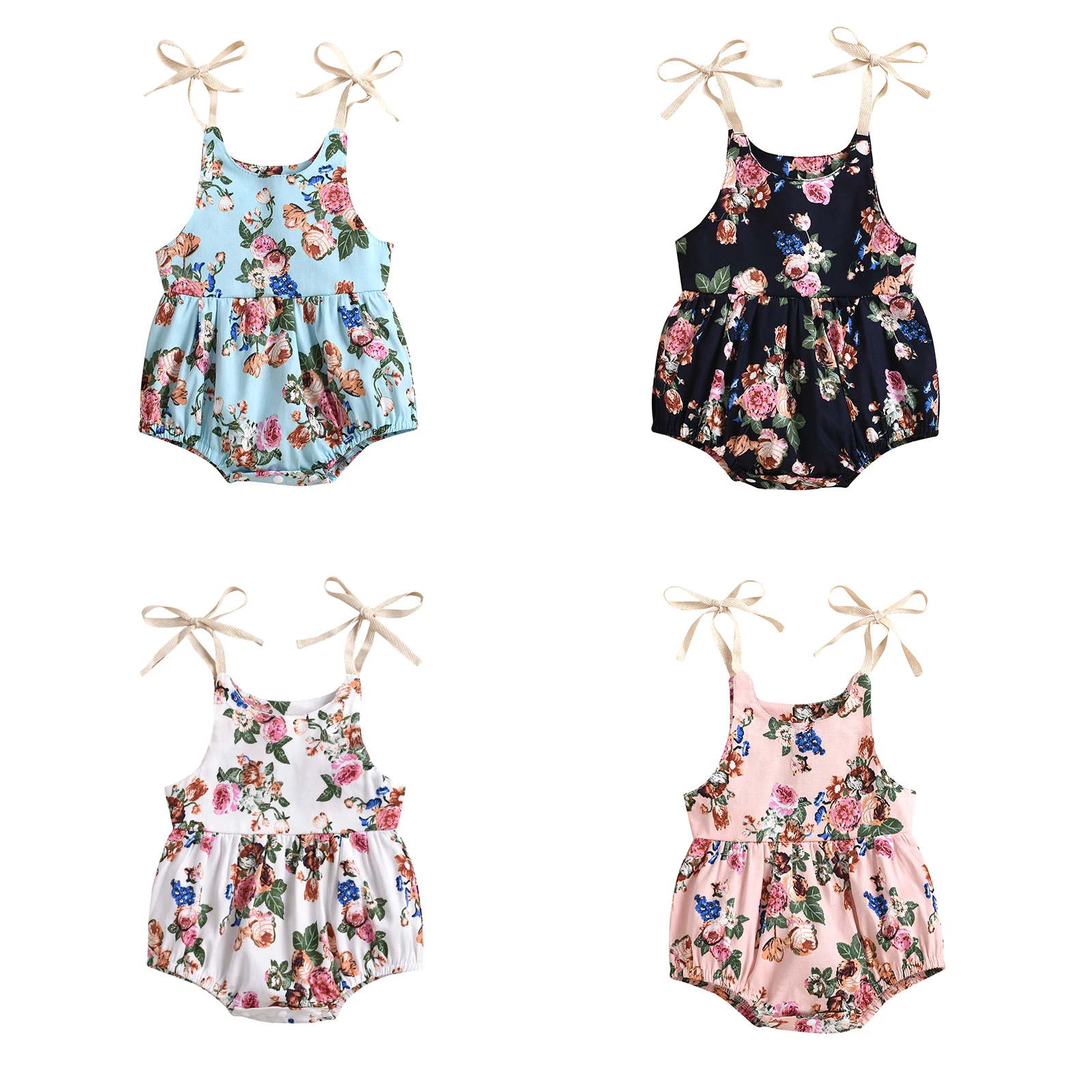 

Боди хлопковое с цветочным принтом для девочек 0-24 месяцев